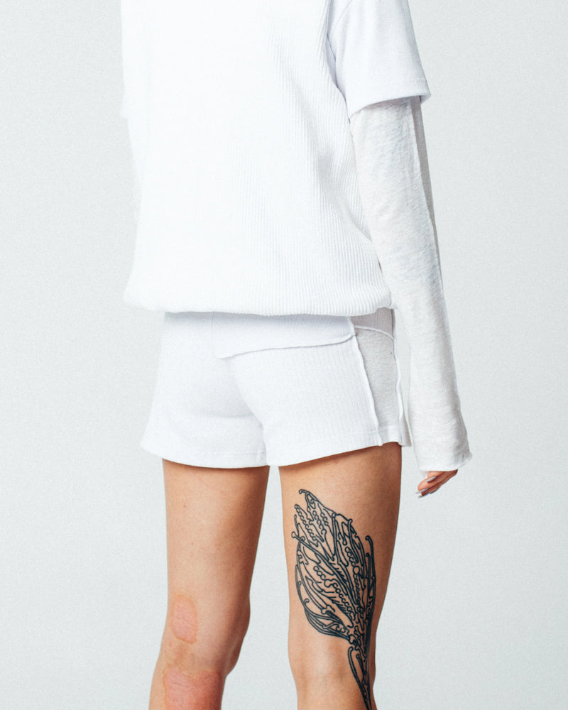 Rib Shorts White